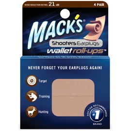 Mack's Shooters Wallet Roll-Ups Ear Plugs, 4 Pair - Soft Foam Earplugs for Hunting, Shooting, Loud Events and Snoring