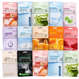 Mascarillas Faciales Coreanas Surtidas – Pack de 15 Piezas Hidratantes con Extractos Naturales – Skincare Coreano K-Beauty para Cuidado del Rostro