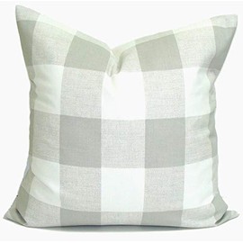 Gray Farmhouse Pillow, Plaid Pillow Cover, Farmhouse Pillow, Farmhouse Decor, Gray Throw Pillow Cover, Gray Plaid Pillow Cover, Grey Pillow Cover, Check Pillow Cover, 16x16, 20x20, 18x18, ALL SIZES