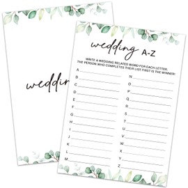 HQLOW Wedding Shower Games Bridal Shower Games 30 Guests for Engagement Party(Eucalyptus Botanical Style) -Wedding A-Z Game -0004