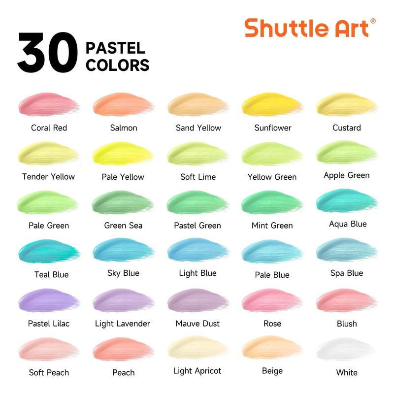 Shuttle Art 40 Pack Pastel Acrylic Paint Set, 30 Colors,