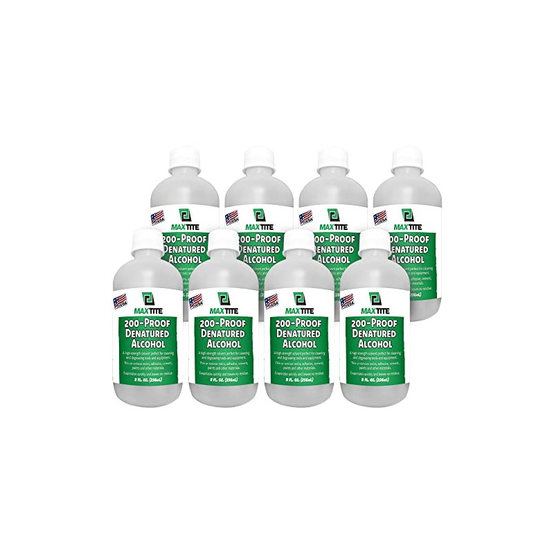 Denatured Alcohol, 200-Proof (64oz Total, 8 Pack of 8 oz