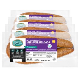 Pederson’s Farms, Uncured Kielbasa Rope Sausage, Whole30 (4 Pack, Pork, Use/Freeze) 14oz ea - No Sugar Added, Keto, Paleo Diet Friendly, No Nitrates Nitrites, Gluten Free, Made in the US