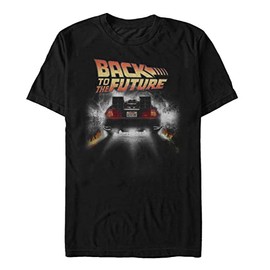 Back To The Future Mens Vintage Peelout Basic Solid Tee T-Shirt, Black, Small US