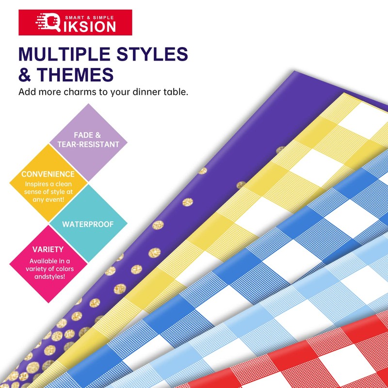 QIKSION Ivory Round Tablecloth 2 Pack, 84 Inch Plastic Table