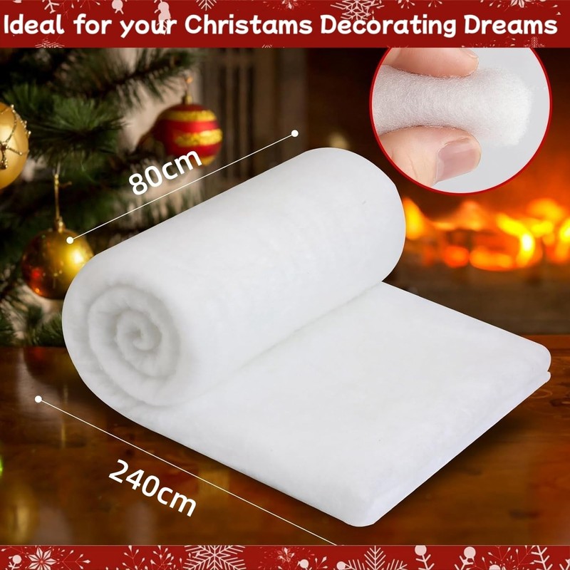 Christmas Snow Blanket Roll (31inch X 7.9ft), Thick Artificial Christmas