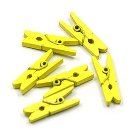 100pcs Mini Colored Spring Wood Clips Clothes Photo Paper Peg Pin Clothespin Craft Clips Party Decoration(Yellow)