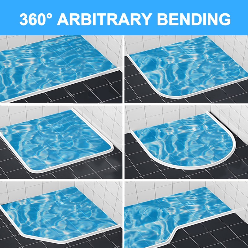 Duzzy 39 Inch Collapsible Shower Threshold Water Dam, Silicone Shower