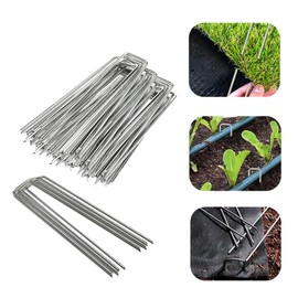 DaTpuik 100 Pack Sturdy Garden Landscape Staples, 6 Inch Galvanized Steel Sod Pins Anti-Rust Stakes for Weed Barrier, Christmas Decorations and Landscaping Fabric.