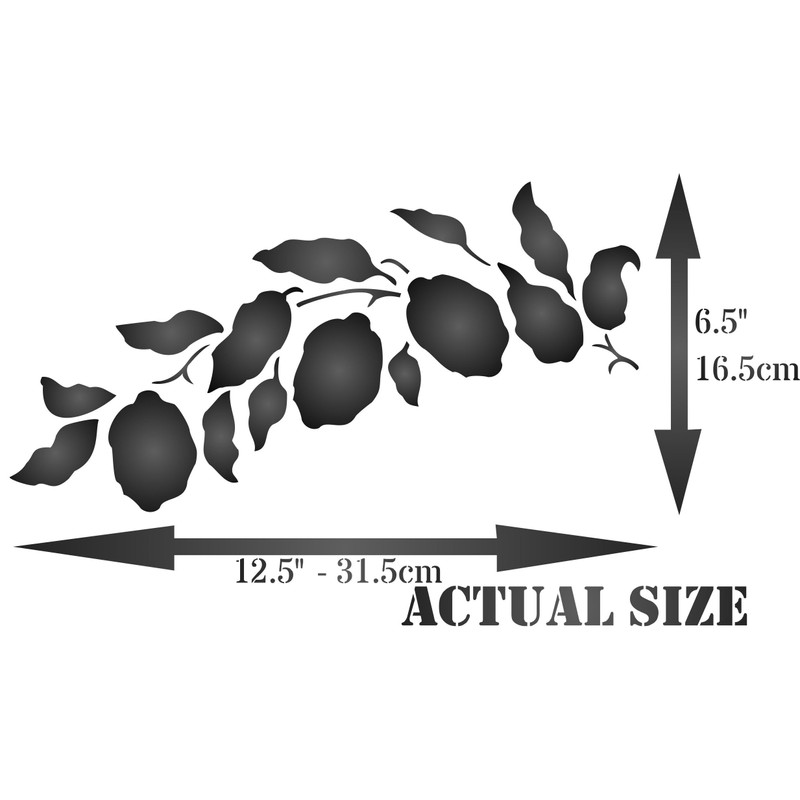 Lemon Branch Stencil 32x16.5cm Reusable Fruit Vegetable Kitchen Wall Stencil