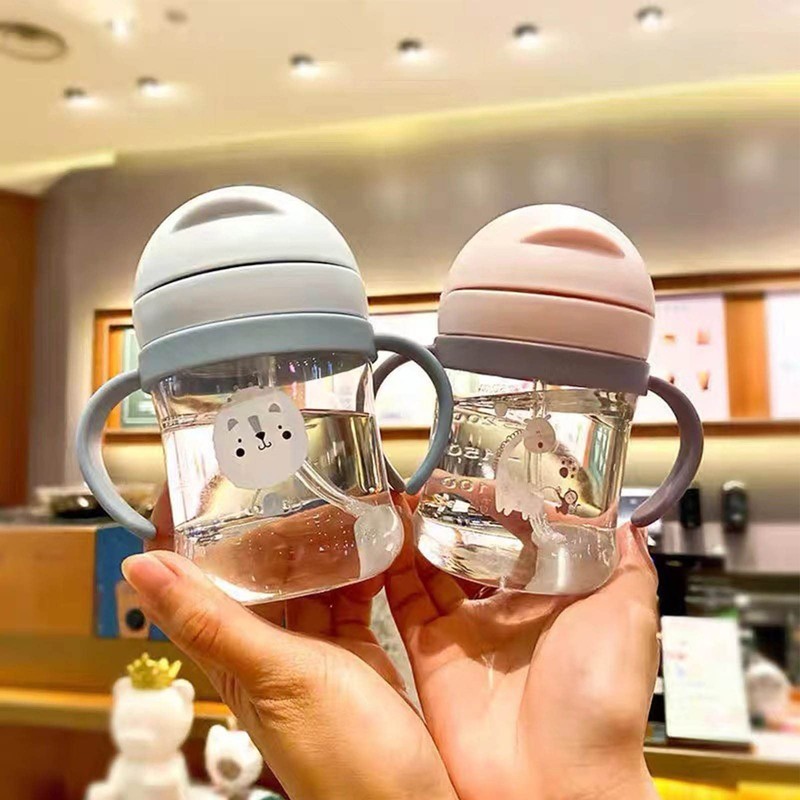 Alomejor 250 ml Weighted Straw Sippy Cup Animal Pattern Leak