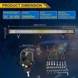 AUXTINGS 40 inch 540W LED Light Bar Triple Row Spot Flood Combo Beam Off Road Lights Waterproof Work Light with Wiring Harness for Jeep Trucks SUV ATV UTV Boat Lights, 12V 24V