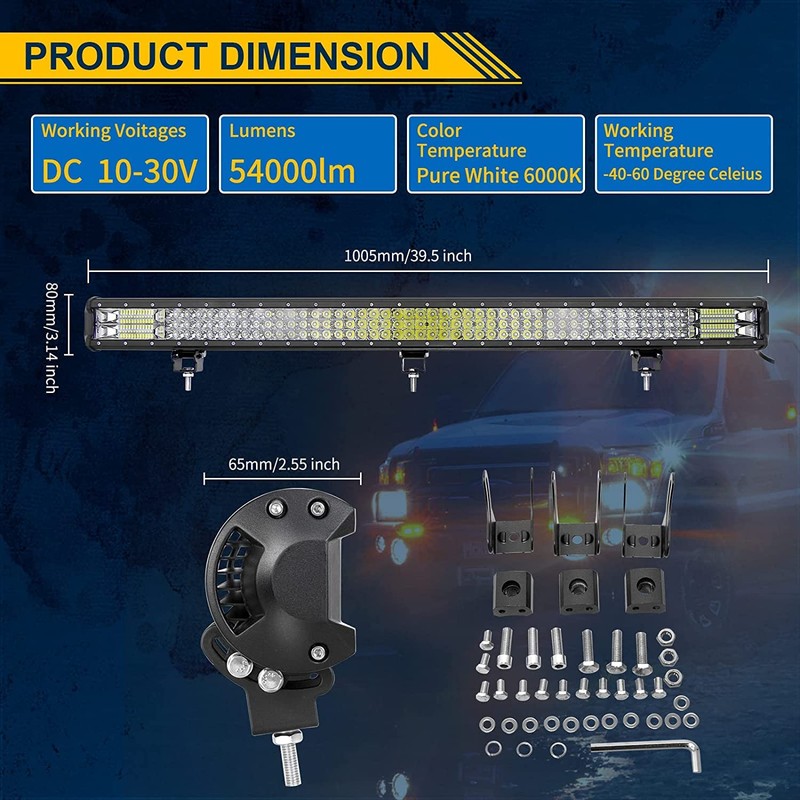 AUXTINGS 40 inch 540W LED Light Bar Triple Row Spot