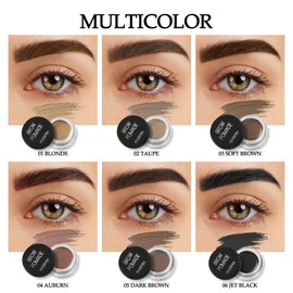 PHOERA 6 Colors Brow Pomade, Eyebrow Pomade Gel, ​Eyebrow Cream, Highly Pigmented Eyebrow Gel, For Eye Brow MakeUp Brow Color Versatile, Defines, Sculpts, Shades,Contours(03 SOFT BROWN)