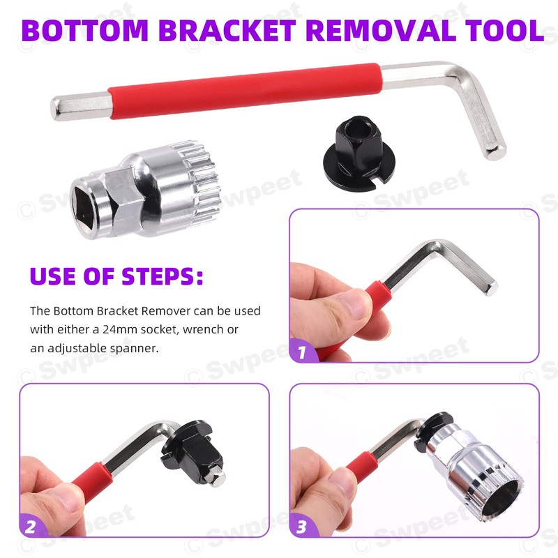Swpeet 6Pcs Steel Bicycle Repair Tool Kit, Portable Emergency Accessories,