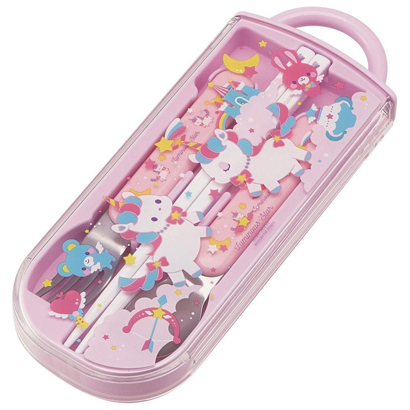 Skater TACC2AG-A Children's Antibacterial Slide Trio Set Lunch Chopsticks Spoon
