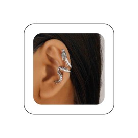 Allereya Gothic Dragon Ear Cuff Earrings Gold Dragon Cuff Wrap Earrings Crystal Dragon Earring Dragon Crawler Cuff Earrings CZ Dragon Cartilage Cuff Earrings (Gold Left), Zinc