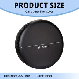 GRANDI 1 PC Car Spare Tire Protective Cover, 15In Vehicle Tire Covers, Tire Storage Bag, Universal for Most Cars (Black)