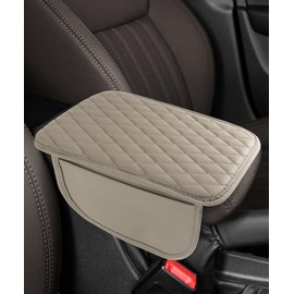 SCUARI Car Center Console Cover,Car Accessories,Arm Rest Cover for Vehicle,Armrest Seat Box Pad,Microfiber Leather Car Arm Rest Cover with 2 Storage Bags,Fit for Most Cars,SUVs (Beige)