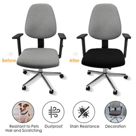 Yikko Elastic Stretch Spandex Chair Seat Covers Slipcovers Washable fit for Office Chairs,Dining Room Chairs,Bar Wedding Party Decor (4, Black)