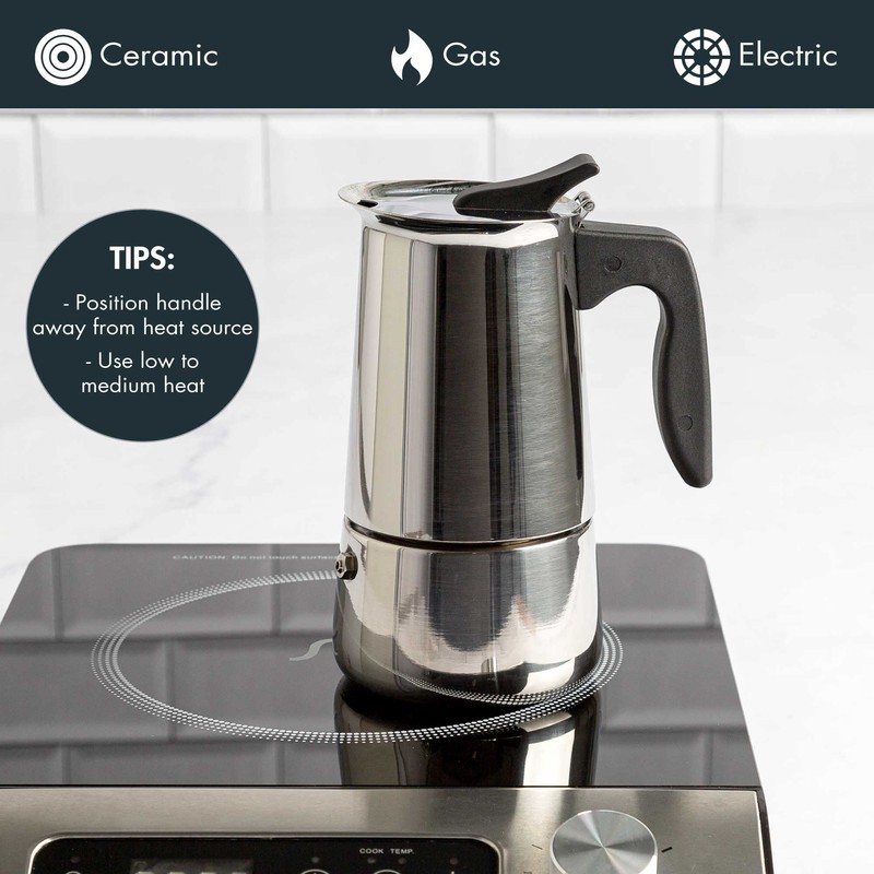 Primula 6 Cup Stovetop Espresso Coffee Maker, Stainless Steel (PES-4606)