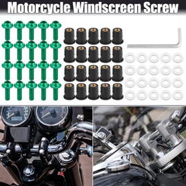 Motoforti Pack of 20 M5 Motorcycle Windscreen Screw Fairing Replacement Green