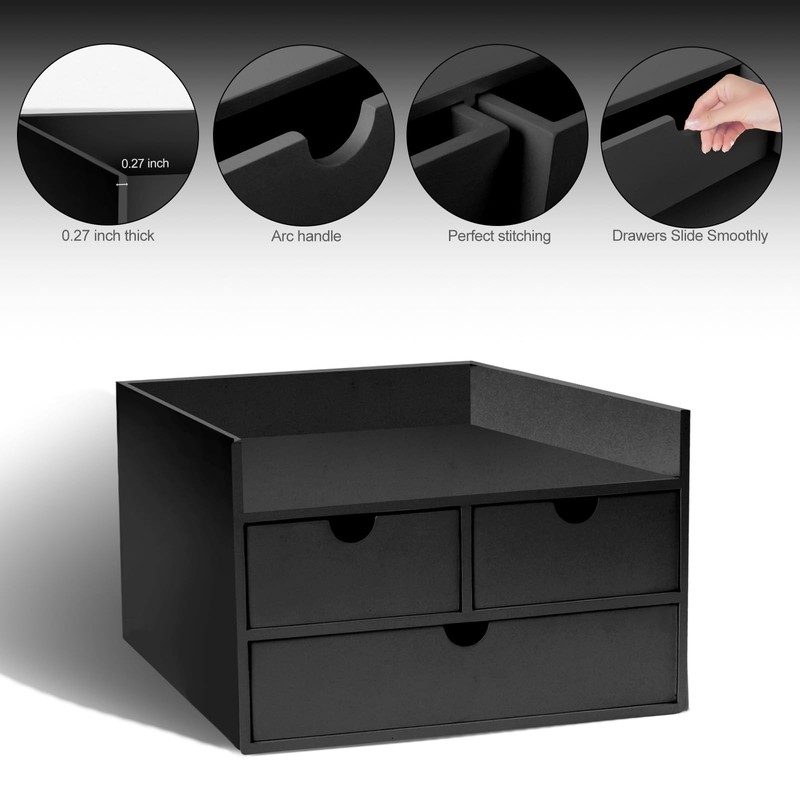 Charmewooden desk organizer with drawers countertop drawer organizer Tabletop Storage
