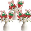 12PC Strawberry Centerpieces Sticks Baby Shower Coquette Bow Strawberry Party