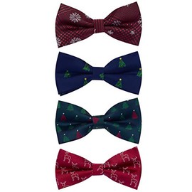Gusleson Men's Christmas Bow tie for Men Xmas Festival Theme Pre-Tied Bowties Snow Tree Pattern (UK0529-4P9)