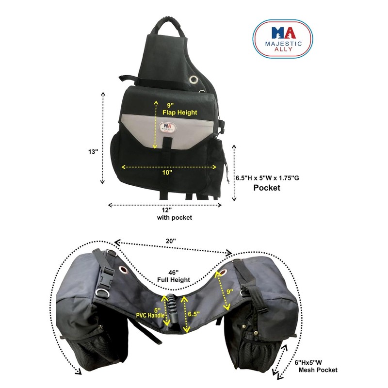 Majestic Ally Horse Saddle Bag - Nylon Insulated Leakproof Cooler,