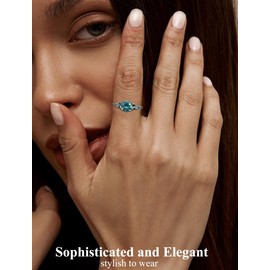 Vesitim Celtic Knot Rings for Women 925 Sterling Silver Solitaire Ring Wedding Engagement Band Round Birthstone Jewelry Size 5-10, 8, Created Aquamarine