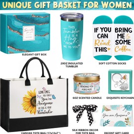 Birthday Gifts for Women Friendship, Self Care Gifts for Women Inspirational Get Well Gifts Basket Care Package, Thinking of You Gifts Unique Gifts Idea for Mom Her Friends Sister w/Canvas Tote Bag