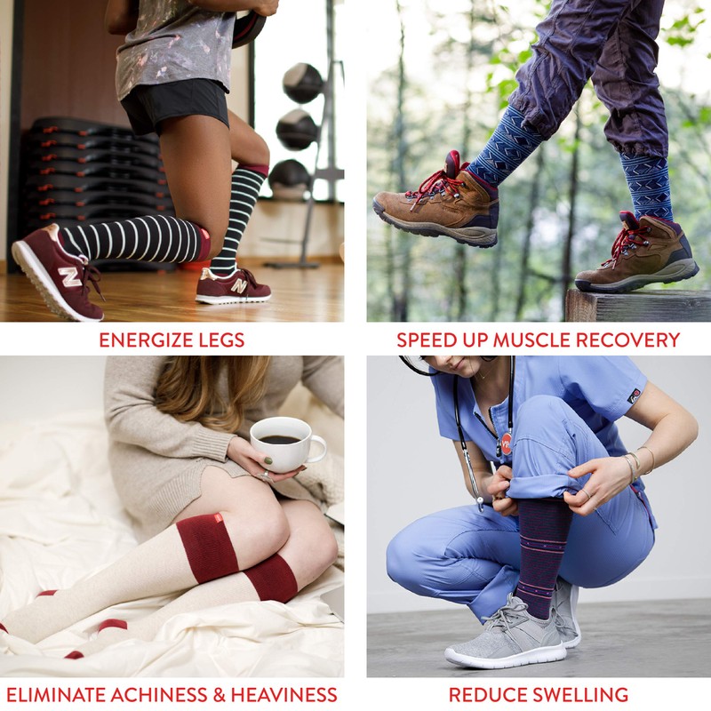 VIM & VIGR Nylon 15-20 mmHg Graduated Compression Socks (Red