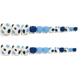 Spot On Denim Glossy Press-On Toenails - 24 Pieces - Artificial Nail Kit