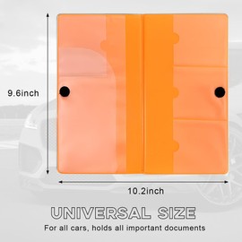 Yourkar Car Registration and Insurance Holder, 9.56"×5.19" Automotive Glove Box Organizer, Vehicle Card Document Glove Box Organizer for Documents Cards License, Car Accessories (Orange)