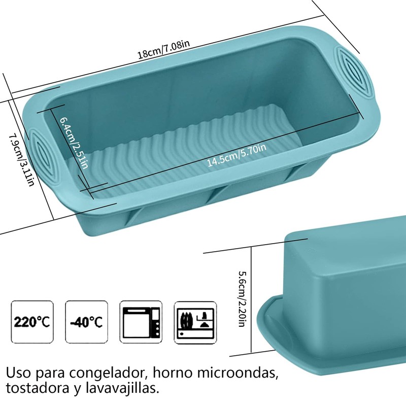 Moldes de Silicona para Hornear Antiadherente, Molde para Hornear Rectangular