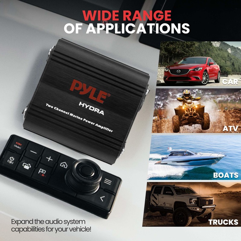 Pyle 2-Channel Marine Amplifier Receiver - Waterproof and Weatherproof Audio