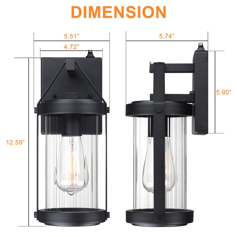 LONEDRUID Dusk Dawn Sensor Outdoor Wall Sconce Black Exterior Porch