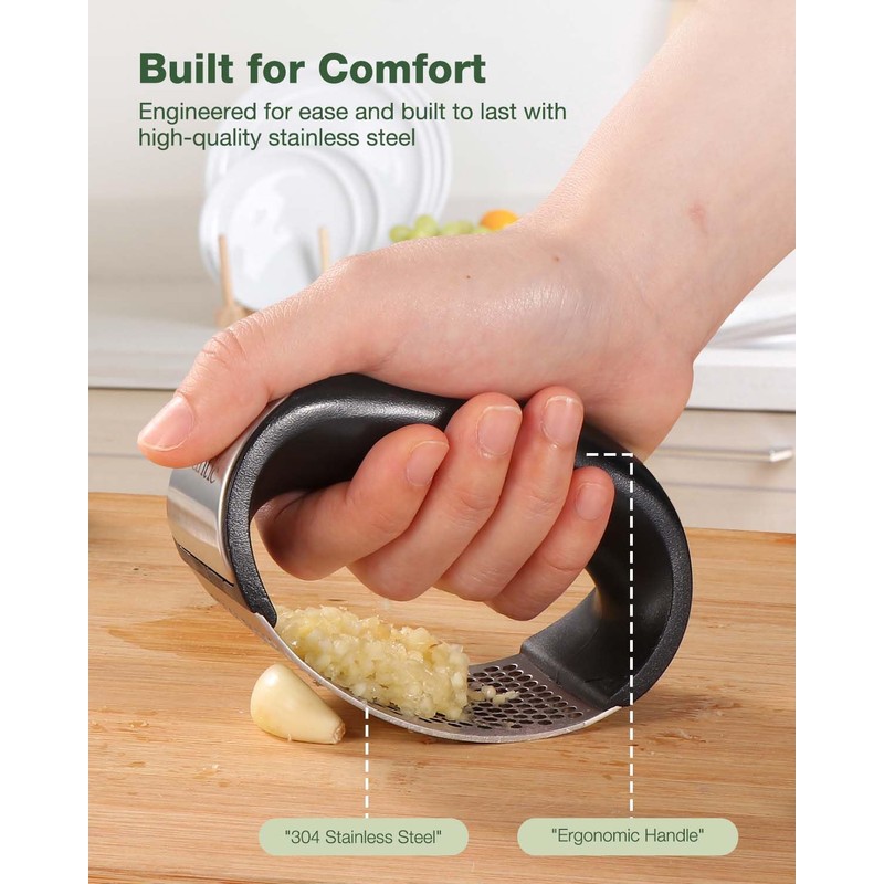 Vantic Garlic Press Rocker - Stainless Steel Garlic Crusher, Mincer