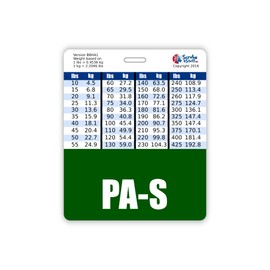 PA-S Badge Buddy Horizontal w/Height & Weight Conversion Charts (Oversized, Hunter Green)