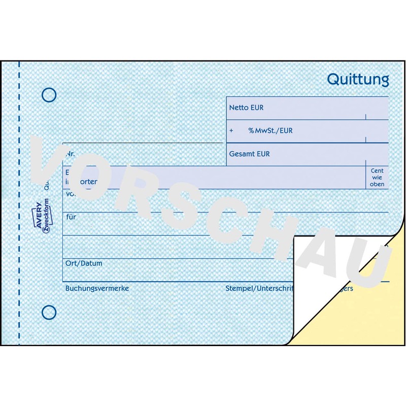 AVERY Zweckform 1735-10 Receipt Pad (A6 landscape, 2 x 40