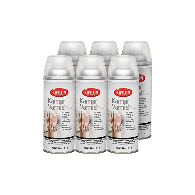 Krylon 1312 Kamar Varnish, Fine Art Spray, 11 Ounce (6