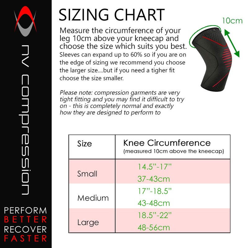 NV Compression Knee Sleeve/Support (Single or Pair) Essential Race &