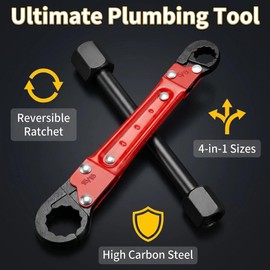 moniko Angle Stop Wrench Kit, Double Ended Pipe Wrench Set, #45 Carbon Steel Plumbing Wrench for Installing Compression Angle Stop & Removing Compression Ring in Tight Bathroom Kitchen Spaces