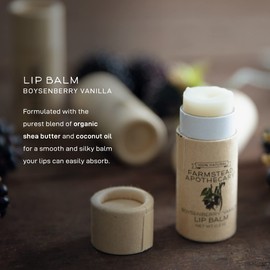 Farmstead Apothecary 100% Natural Lip Balm with Organic Beeswax, Organic Shea Butter & Organic Coconut Oil, Boysenberry Vanilla 0.2oz (Pack of 2)