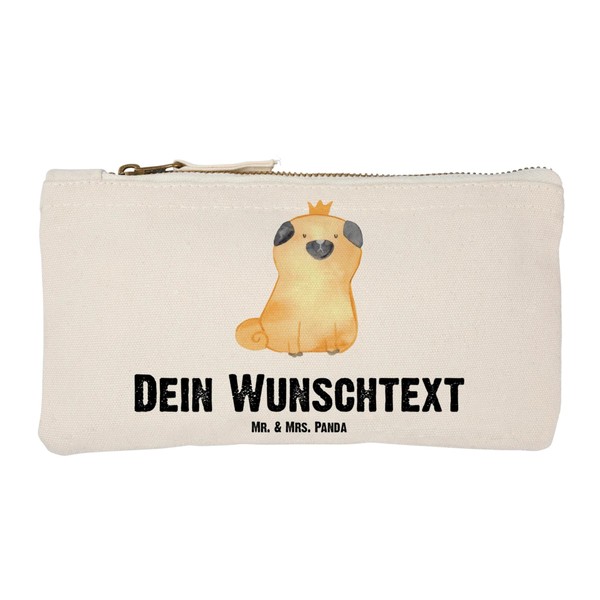 Mr. & Mrs. Panda Pug Crown Make-Up Bag, White Personalised,