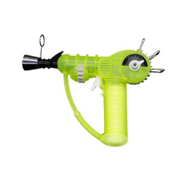 THiCket Inspired Glow In The Dark Raygun Refillable Butane Torch Lighter, Home Kitchen and Cooking Torch with Safety Lock and Kickstand (Butane Not Included) (Yellow)