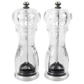 Salter 7606 CLXR Contemporary Salt & Pepper Mill Set - BPA-Free, Diamond Hard Ceramic, Twist to Grind, Easy Adjustable, Fine to Coarse, 67g Salt Crystals & 30g Peppercorns, 19cm, 2 Year Guarantee