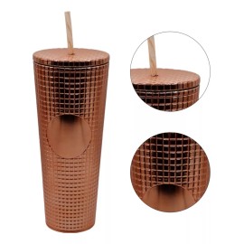 Wellspring Termo Tumbler Vaso Studded Plastico Popote 700 Ml Colores Color Oro Rosa Brillante Plano