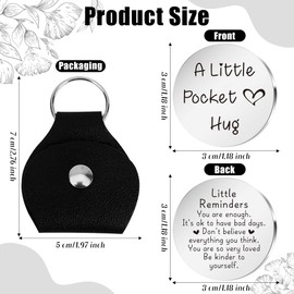 GyovinnJuwanua Pocket Hug Token Appreciation Gift - A Little Pocket Hug Graduation Gift, Double Sided Love Inspirational Pocket Token with PU Leather Keychain for Daughter Family (Little Reminders)